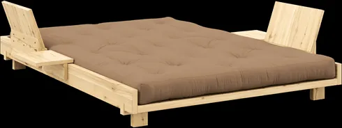 Karup Design Social Sovesofa Med 2 Stk. Rygstøtte, Sideborde & Madras 140x200 Mocca/Klarlakeret